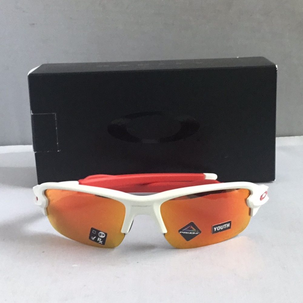 Oakley Youth Sunglasses with White Frame and Orange Lenses